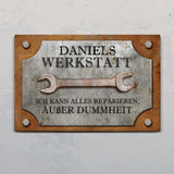 Personalisierbares Werkstattschild 30x20cm mit eigenem Namen als Geschenk gestalten von Love & Faith