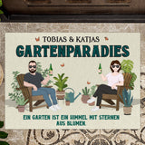 Gartenparadies Fußmatte 70x50cm mit witzigem Spruch personalisiert gefertigt von Love & Faith