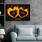 Brennende Herzen - Paar-Leinwand