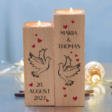 Turteltauben - Paar-Holz-Teelichthalter