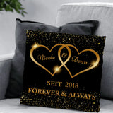 Goldene Herzen - Paar-Kissen