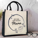 Jutetasche Natur schwarze Henkel für Mama personalisierte Geschenkidee zum Muttertag von Love & Faith