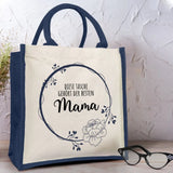 Jutetasche Natur blaue Henkel für Mama personalisierte Geschenkidee zum Muttertag von Love & Faith