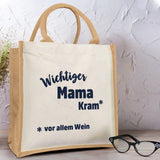 Jutetasche Natur "Mamas Wichtiger Kram" personalisierte Geschenkidee zum Muttertag von Love & Faith
