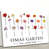 Personalisierte Leinwand mit bis zu 18 Namen selbst gestalten mit Geburtsblumen für Mama von Love & Faith