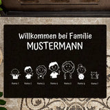 Personalisierte Fussmatte 70x50cm mit Familienname und Strichmännchen von Love & Faith