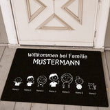 Personalisierte Fussmatte 70x50cm mit Familienname und Strichmännchen von Love & Faith