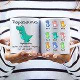 Papasaurus Kaffeetasse personalisiert – Nahaufnahme Aufdruck, Geschenk zum Vatertag von Love & Faith