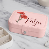 Rosa Schmucketui aus PU Leder mit Personalisierung - gefertigt von Love & Faith
