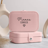 Rosa Schmucketui aus PU Leder mit Personalisierung - gefertigt von Love & Faith
