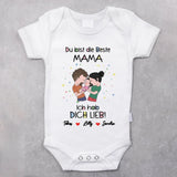 weißer kurzarm Babybody personalisierbar mit Namen - gefertigt con Love & Faith