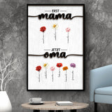 Leinwand "Erst Mama, Jetzt Oma" mit Blumen und Kindernamen personalisiert von Love & Faith