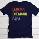 navyblaues T-Shirt für Papa "Legende, Ehemann, Papa" personalisiertes Vatertagsgeschenk von Love & Faith