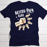 blaues T-Shirt personalisiert mit Bester Papa ever und Kindernamen für Vatertag von Love & Faith