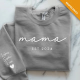 grauer Pullover personalisierbar Mama Slogan mit Kindernamen - gefertigt von Love & Faith