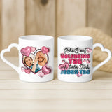 Weiße Tasse mit Herzhenkel und personalisiertem Namen – romantische Geschenkidee von Love & Faith