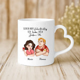 Weiße Tasse mit Herzhenkel und personalisiertem Namen – romantische Geschenkidee von Love & Faith