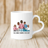 Weiße Tasse mit Herzhenkel und personalisiertem Namen – romantische Geschenkidee von Love & Faith