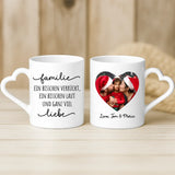 Weiße Tasse mit Herzhenkel und personalisiertem Namen – romantische Geschenkidee von Love & Faith