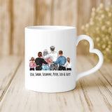 Weiße Tasse mit Herzhenkel und personalisiertem Namen – romantische Geschenkidee von Love & Faith