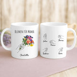 Personalisierte Tasse Blumen für Mama mit Foto für Mama & Papa