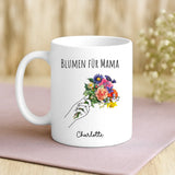 Personalisierte Tasse Blumen für Mama mit Foto für Mama & Papa – Motiv 3