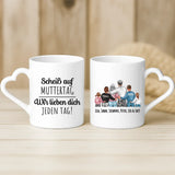 Weiße Tasse mit Herzhenkel und personalisiertem Namen – romantische Geschenkidee von Love & Faith