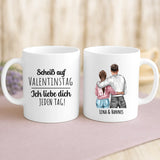 Weiße Tasse mit personalisiertem Spruch und Namen – individuelle Geschenkidee von Love & Faith