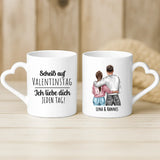 Weiße Tasse mit Herzhenkel und personalisiertem Namen – romantische Geschenkidee von Love & Faith