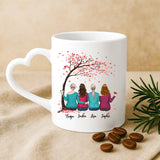 Weiße Tasse mit Herzhenkel und personalisiertem Namen – romantische Geschenkidee von Love & Faith