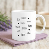 Weiße Tasse mit personalisiertem Spruch und Namen – individuelle Geschenkidee von Love & Faith
