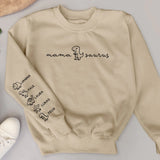 Beiger Pullover personalisiert mit Mamasaurus und Kindernamen mit Dinos gedruckt von Love & Faith