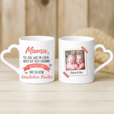 Weiße Tasse mit Herzhenkel und personalisiertem Namen – romantische Geschenkidee von Love & Faith