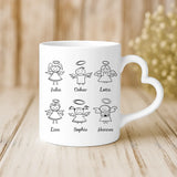 Weiße Tasse mit Herzhenkel und personalisiertem Namen – romantische Geschenkidee von Love & Faith