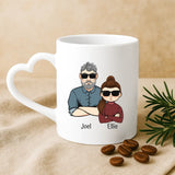 Weiße Tasse mit Herzhenkel und personalisiertem Namen – romantische Geschenkidee von Love & Faith