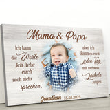 horizontale Leinwand zur Geburt mit Foto für Eltern personalisiert von Love & Faith