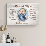 horizontale Leinwand zur Geburt mit Foto für Eltern personalisiert von Love & Faith