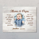 Poster zur Geburt mit Foto für Eltern personalisiert von Love & Faith