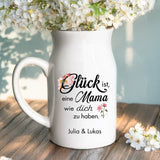2 Personalisiertes Geschenk - Weiße Vase mit Henkel mit persönlichem Spruch und Namen