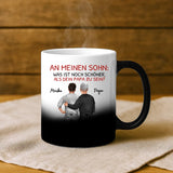 Magic Mug Tasse mit Thermo-Farbwechsel für Vatertag mit Illustration und Namen – witzige Vatertag Geschenkidee von Love & Faith