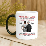 Magic Mug Tasse mit Thermo-Farbwechsel für Vatertag mit Illustration und Namen – witzige Vatertag Geschenkidee von Love & Faith