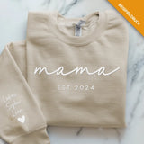 beiger Pullover personalisierbar Papa Slogan mit Kindernamen - gefertigt von Love & Faith