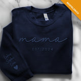 Dunkelblauer Pullover für Papa mit Kindernamen personalisiert von Love & Faith