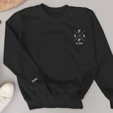 schwarzer Pullover für Papa mit Kindernamen personalisierte Geschenkidee zum Vatertag von Love & Faith