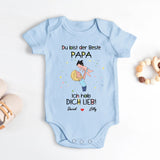 hellblau kurzarm Babybody personalisierbar mit Namen - gefertigt con Love & Faith