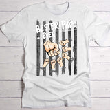 Weißes T-Shirt zum Vatertag mit "Bester Papa Ever" Spruch und Kindernamen mit Fistbump personalisiert von Love & Faith