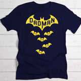 blaues DADMAN T-Shirt zum Vatertag mit Kindernamen als Fledermaus von Love & Faith