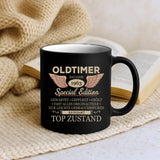 schwarze Tasse Als Geschenk zum Ruhestand für Rentner personalisiert von Love & Faith