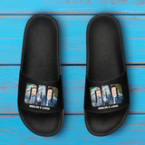 schwarze Badelatschen für Männer mit Foto gestalten von Love & Faith