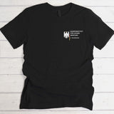 schwarzes T-Shirt Brustdruck "Bundesinstitut für Lecker Bierchen" als personalisiertem Spruch als Sommer Geschenkidee von Love & Faith